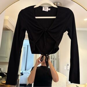Princess Polly black long sleeve crop top